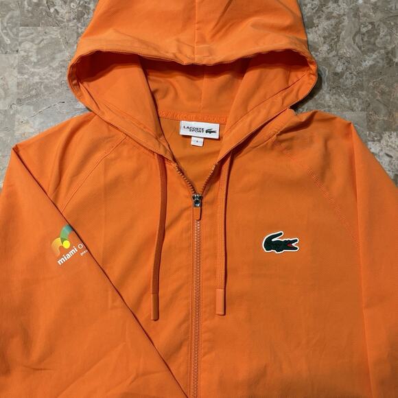 Lacoste Jacket Mens Small Orange Miami Open Roland Garros Full Zip Windbreaker - Picture 1 of 9